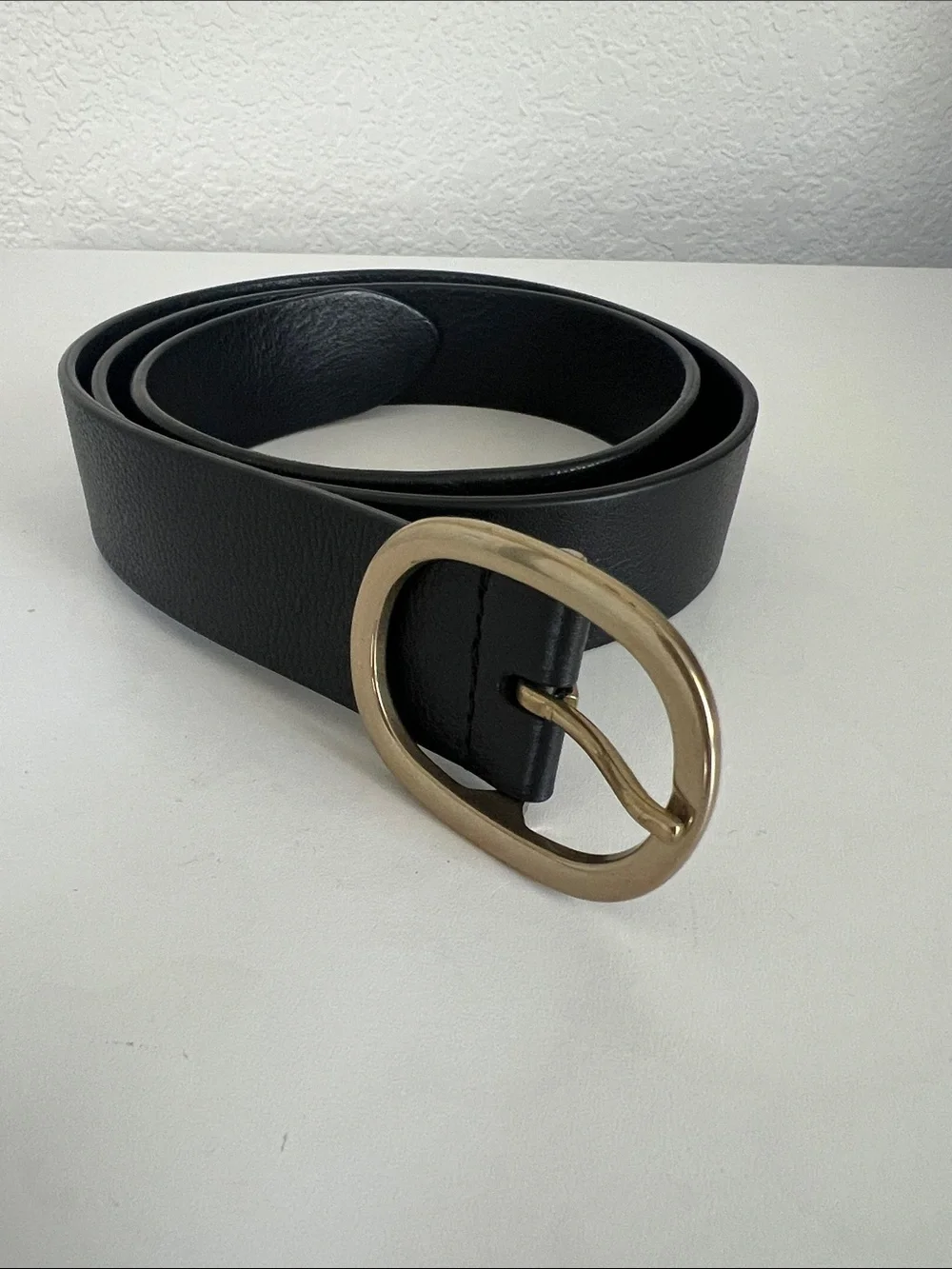 Anderson's Black Leather Belt with Gold Oval Buckle - Size 95 / 38